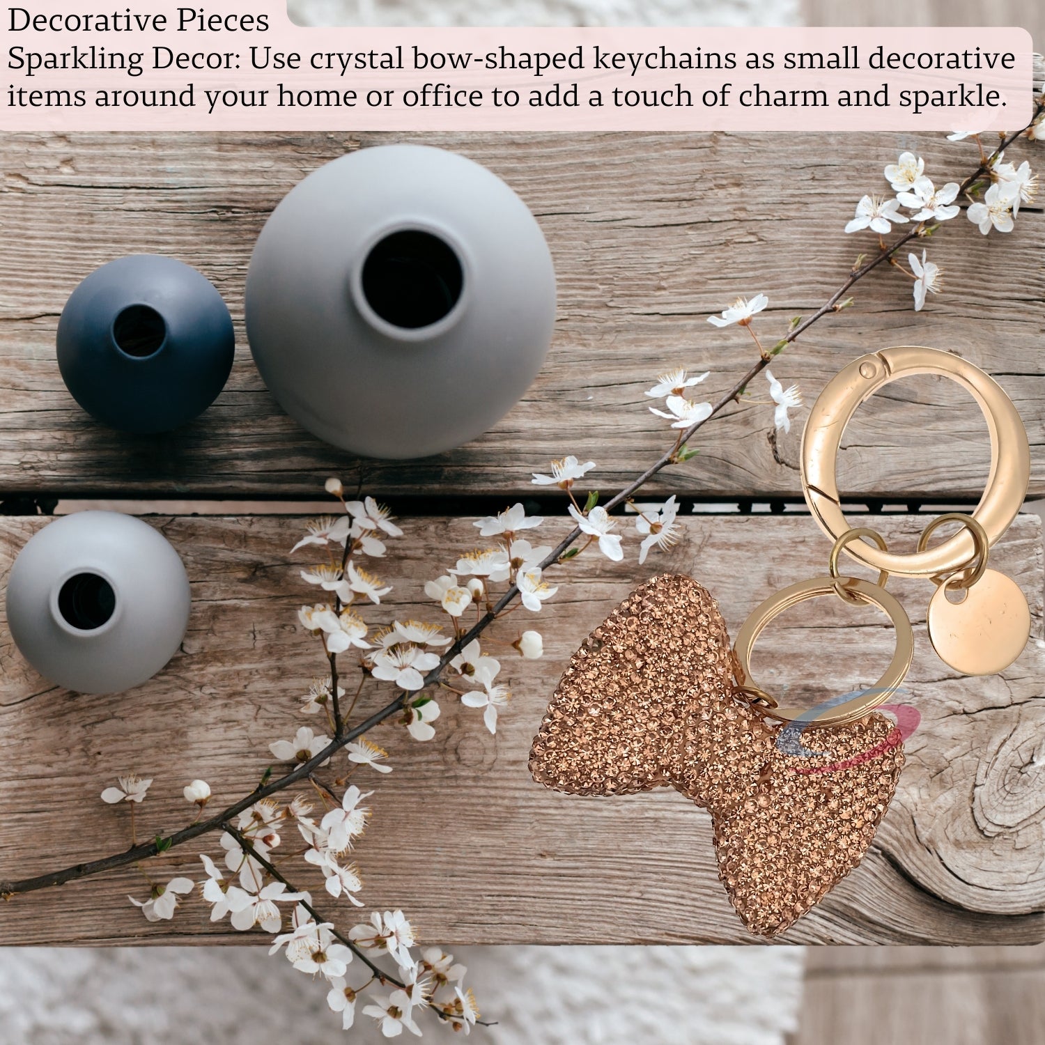 iAccessories Bling Crystal Bow Keychain Charm for Girls - Gold - iAccessories
