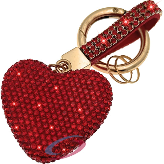 iAccessories Bling Crystal Heart Keychain Charm - Red - iAccessories