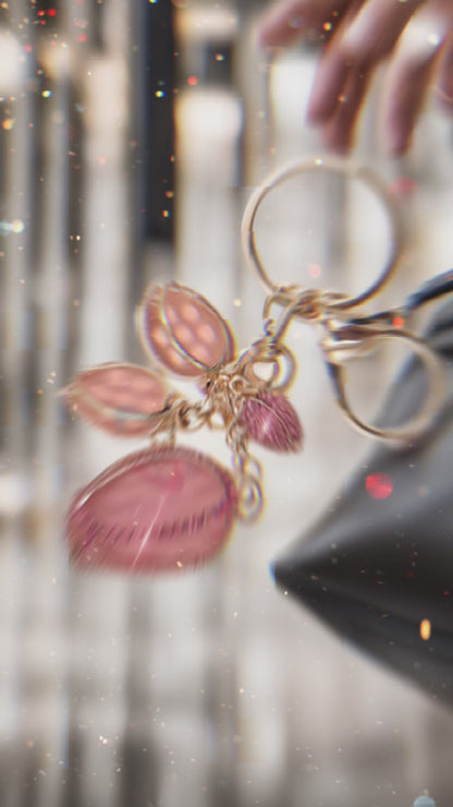 iAccessories Bling Rhinestones Rose Flower Fashion Keychain Charm - Pink